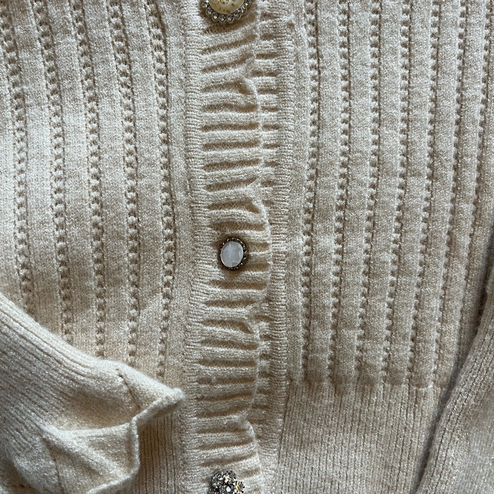 Missguided Cream Ribbed Cardigan - Picture 2 of 3